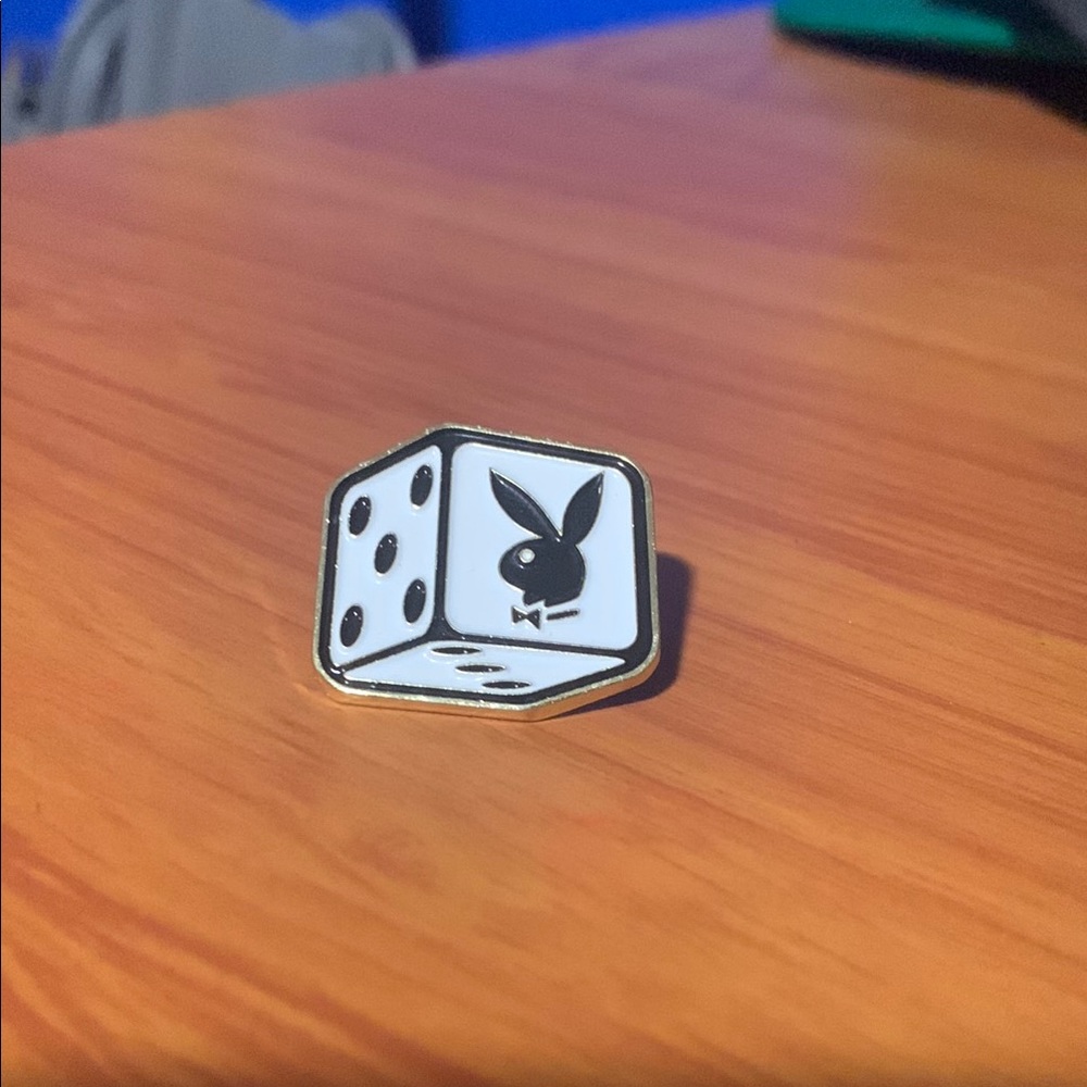 PLAYBOY Black, Gold and White Dice Pin
